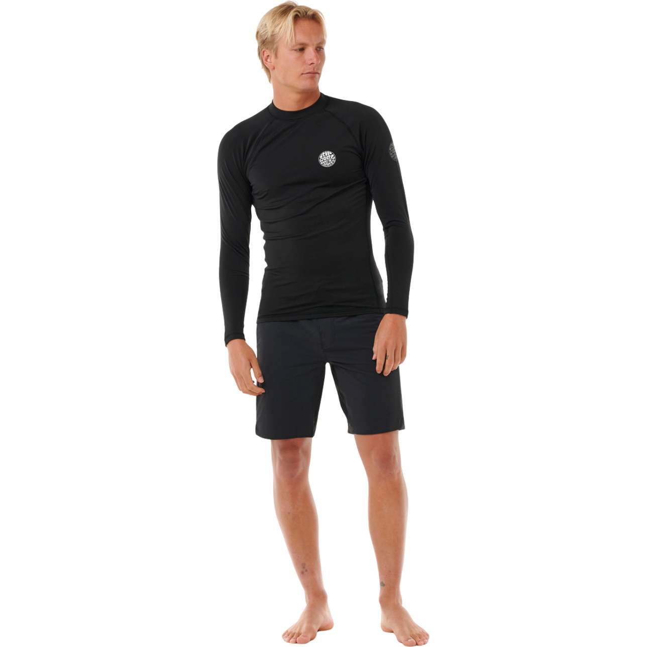 2026 Rip Curl Mens Icons UPF Brushed Long Sleeve Rash Vest 196MRV - Black